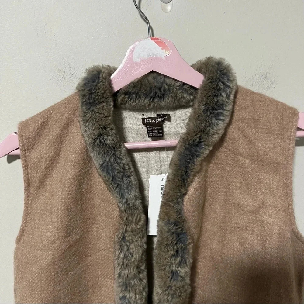 NWT J. McLaughlin Alina Cashmere Fur Trim Vest Reversible Size XS - Picture 10 of 11